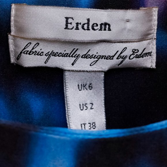 Erdem Abstract Blue Print Shift Knee-Length Dress - Picture 4 of 9